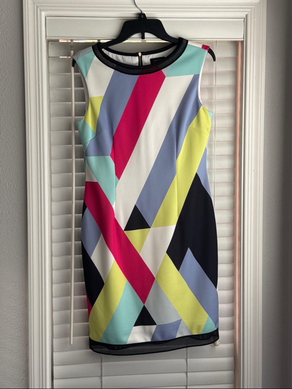 Tahari Colorblock Sleeveless Mini Dress in Fuchsia, Mint, Yellow, Navy, Black